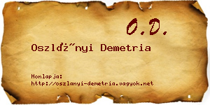 Oszlányi Demetria névjegykártya